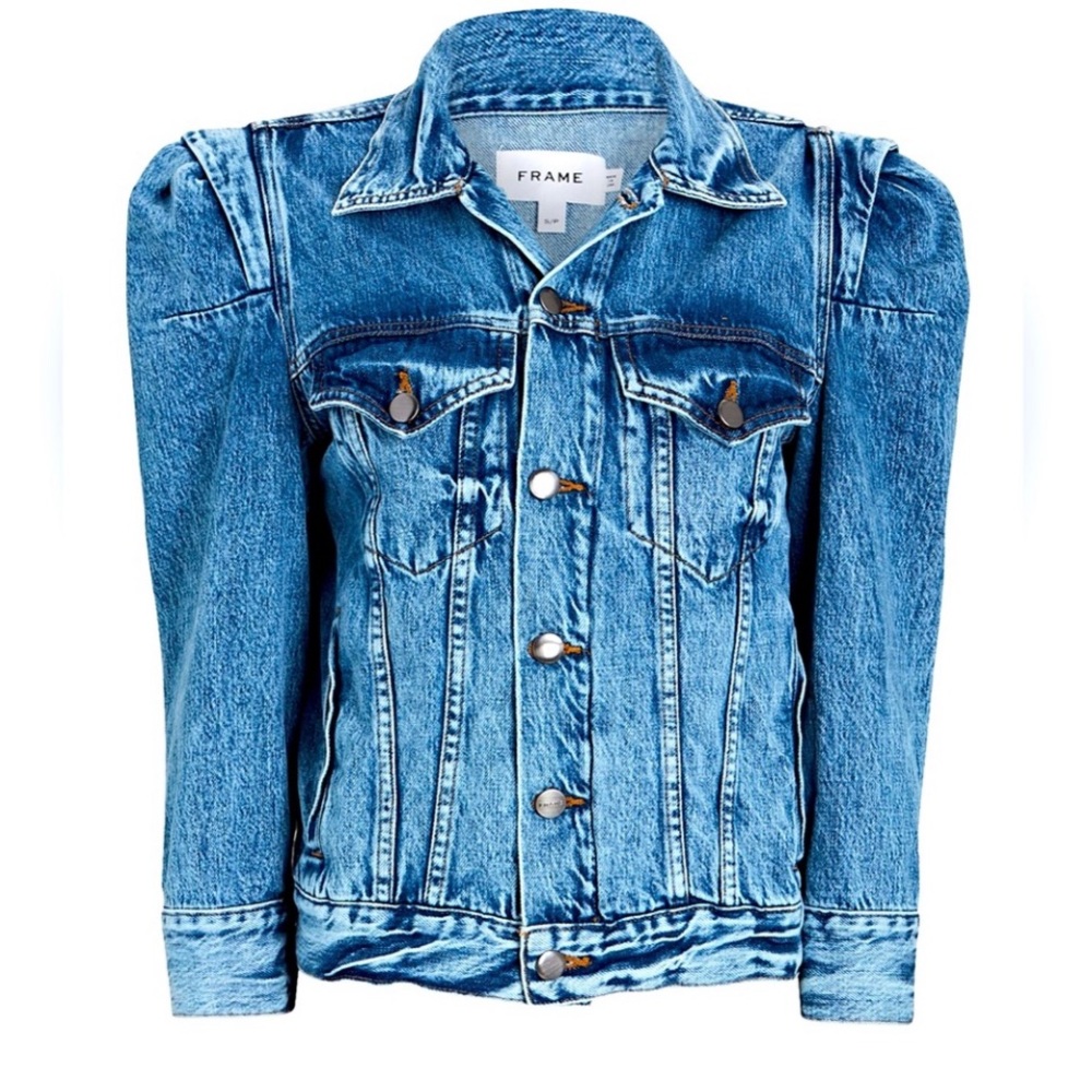 Frame Denim Rosette Puff Sleeve Jacket